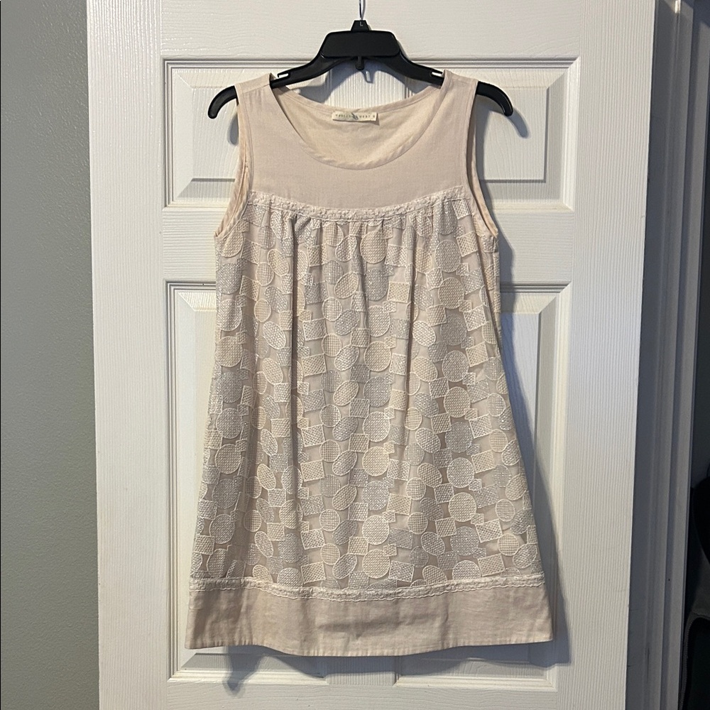 Weston Wear cream and silver dress. Pockets and lining. Medium